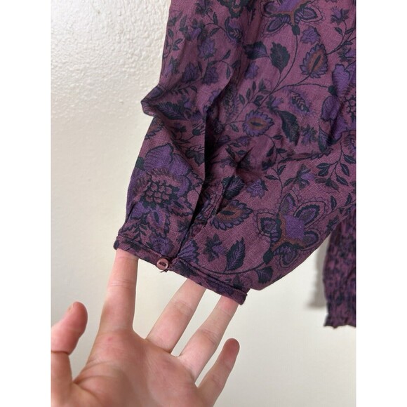 Free People M Smock It To Me Mini Dress Smocked Floral Bodycon Balloon Sleeve - Picture 6 of 7